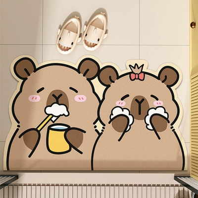 Foot Mat Bathroom Door Non-Slip, Avtomobil döşəmə paspasları - brush-your-teeth-and-wash-your-face-4060cm-diatom-mud-floor-mat