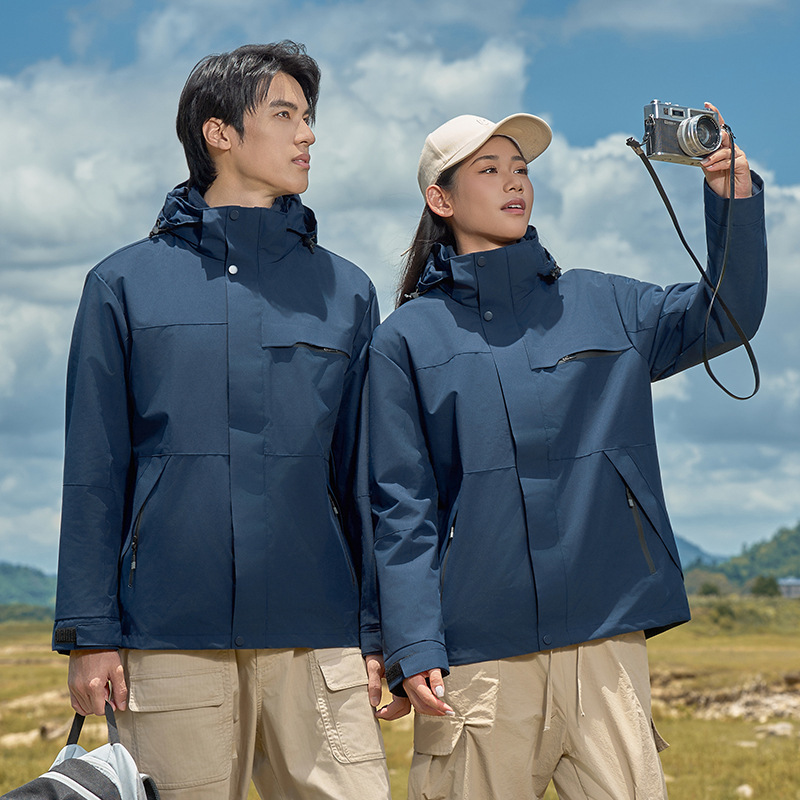 韓国版の男性と女性のアウトドア新作ジャケット スリーインワン防風防寒ジャケット カップル登山スキージャケット|undefined
