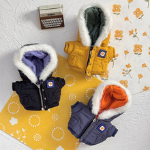 不含娃】拉布布娃衣毛领棉服labubu衣服坐坐派对搪胶公仔休闲棉服