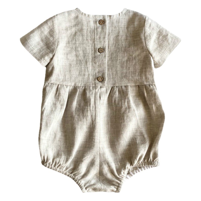 2021 verano nuevo Lino recién nacido Ropa de una pieza color sólido manga corta bebé mameluco ropa infantil