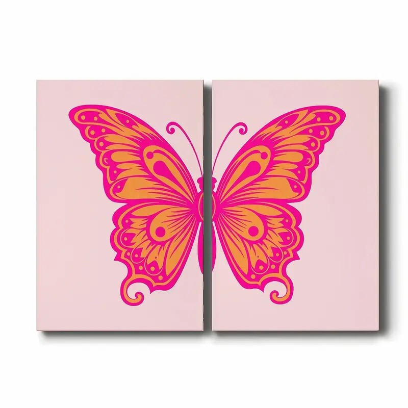 Foreign Trade Amazon New Pink Butterfly Art Poster Background Wall Bedroom Living Room Home Decoration Art Painting