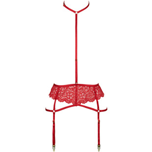 M205 Red Non-Elastic Lace Halter Neck Shoulder Strap Garter Belt Can Be Paired with Stockings Cross-Border European and American Export One-Size-Fits-All Sexy
