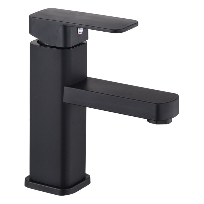 Negro solo agujero lavabo grifo baño caliente y fría mesa de lavado lavabo cuenca cuadrado grifo