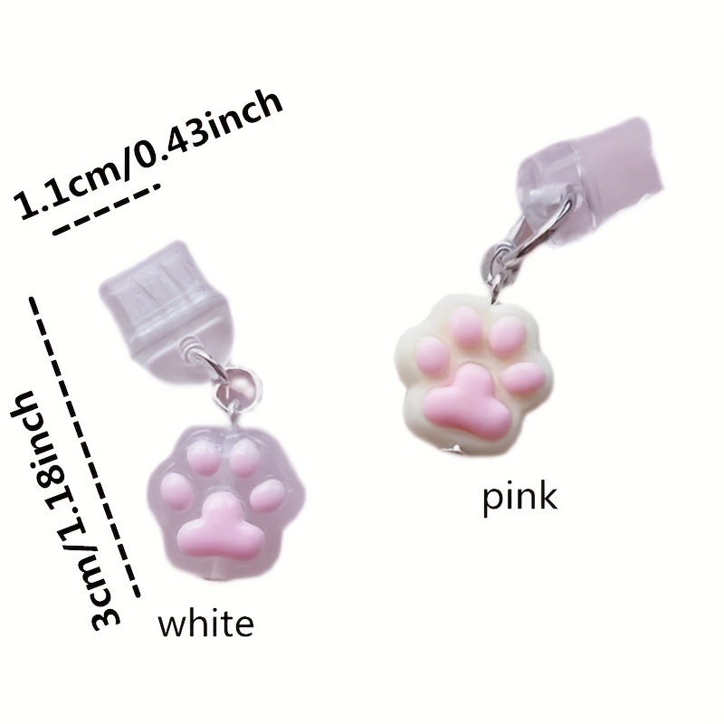 Mobile Phone Dust Plug Charming Cute Pink Cat Paw Mobile Phone Ornament Kawaii Pink Dog Paw Dust Plug Mobile Phone