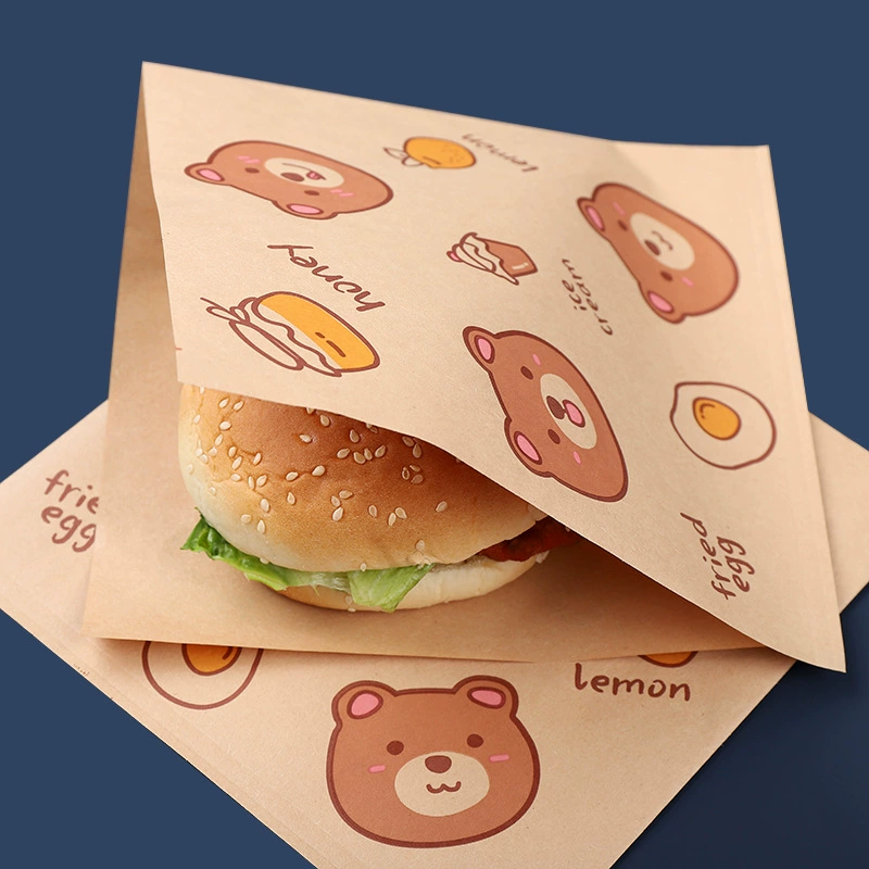 Oil-proof triangular bag, food-grade hand pancake, pancake, burger paper bag, commercial sandwich wrapping paper, kraft paper