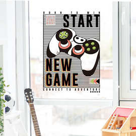 鼠标游戏手柄儿童房装饰贴纸电脑间书桌前墙面黑白英文PVC墙贴