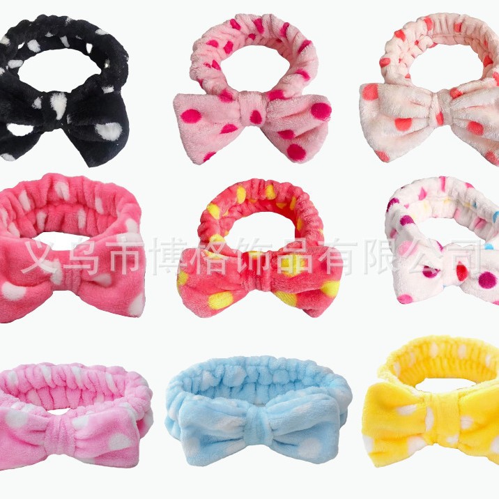 Diadema con lazo de lunares con estampado de leopardo europeo y americano, pañuelo facial SPA, diadema elástica transfronteriza, diadema de borde ancho a rayas