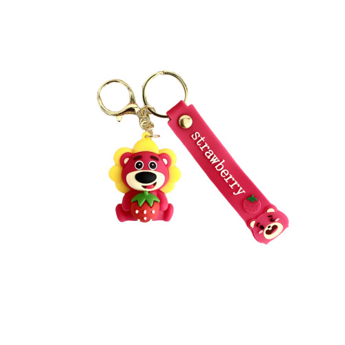 New Dessert Strawberry Bear Cartoon Keychain Cute Doll Bag Couple Pendant Car Keychain Small Gift