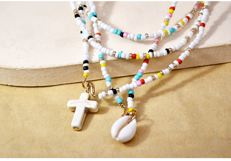 1 Piece Fashion Cross Shell Beaded Pearl Women's Necklace display picture 5