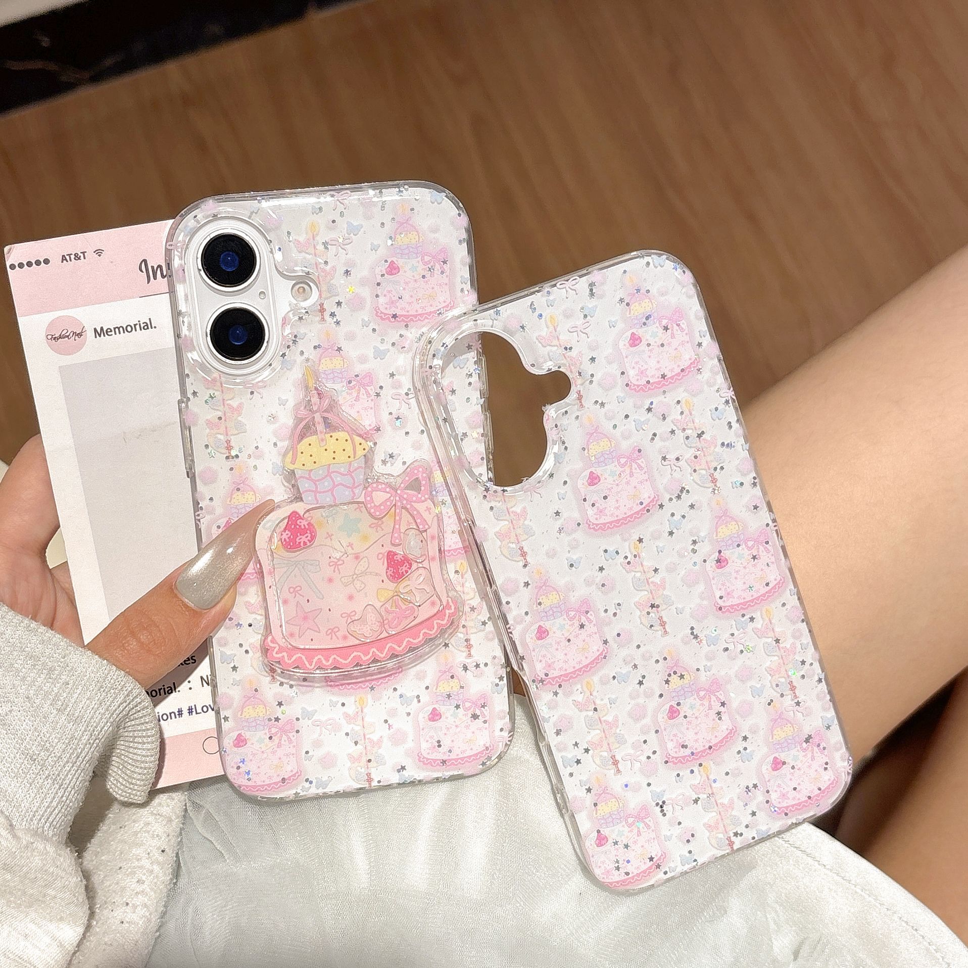 Girl Heart Sparkle Cake Shake Music Adecuado para Apple 15/16 Funda para teléfono móvil Soporte 14Pro 13 Nuevo 16PM nicho