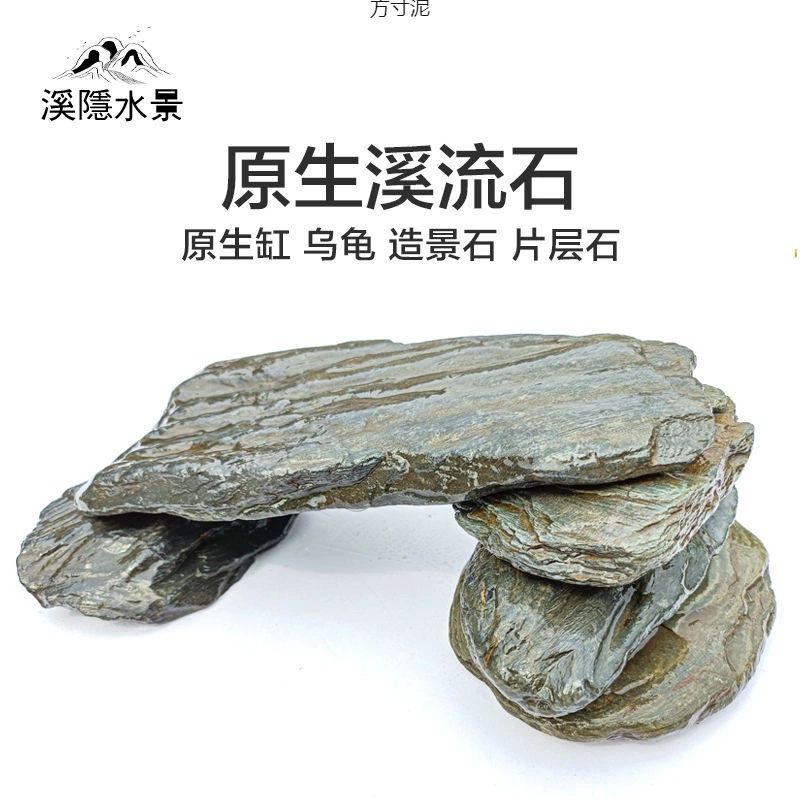 Родной аквариум-поток из сланцевого камня черепаха загорается в сланцевого скального ландшафта