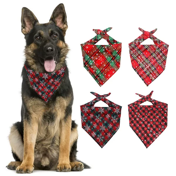 Factory Direct Supply of Pet Christmas Triangle Scarf, Cotton Pet Saliva Scarf, Fashionable and Creative Pet Headscarf Wholesale