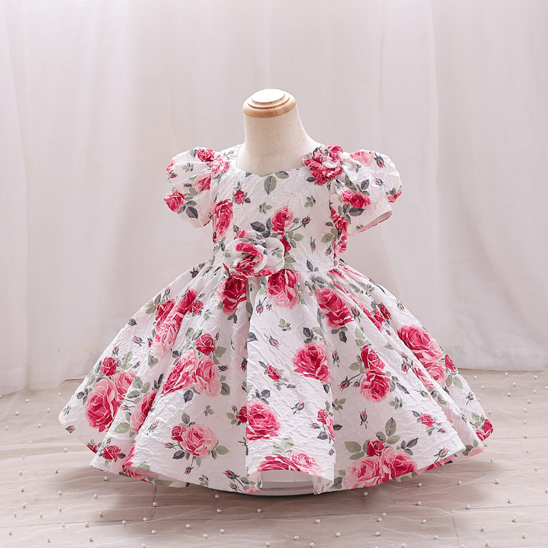 Vestido para niñas, vestido estampado elegante para niños, novedad de 2025, vestido de princesa para niñas, vestido de flores para niñas de un año