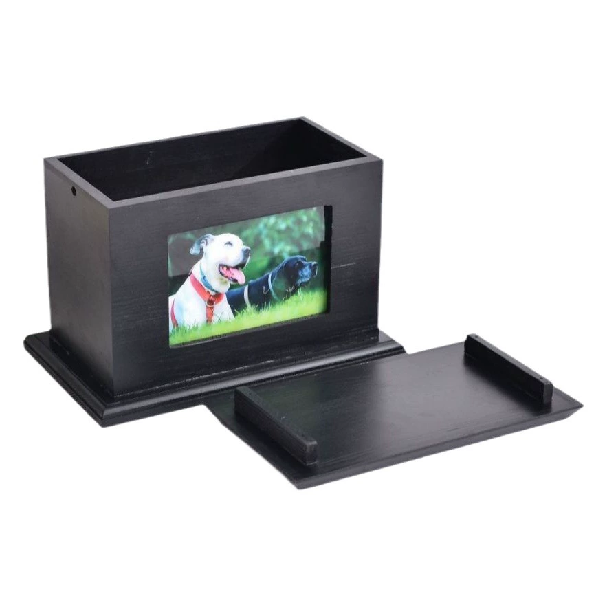 Современная простая деревянная урна для животных, похоронные принадлежности для кошек и собак, урна из массива дерева квадратной формы с рамкой для фотографий