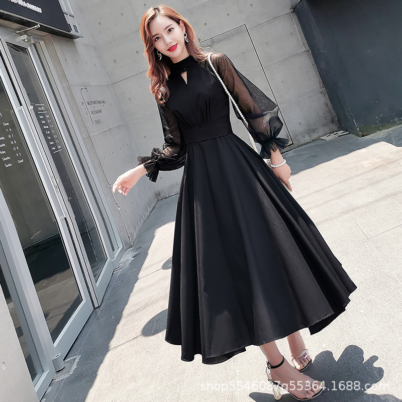 High-End Evening Dress for Women 2026 New Model, Elegant Black Gown for Social Events, Suitable for Everyday Wear, Light Luxury, Can Be Worn Casually, Cross-Border