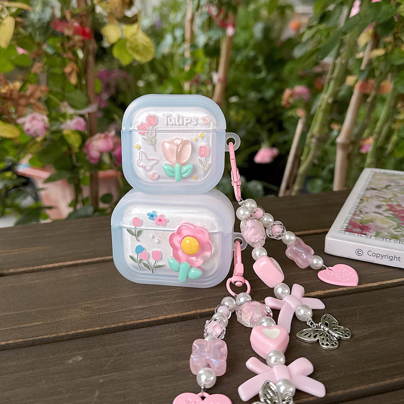 立体花朵兔子 适用苹果蓝牙airpods pro保护套airpods4代耳机壳|undefined