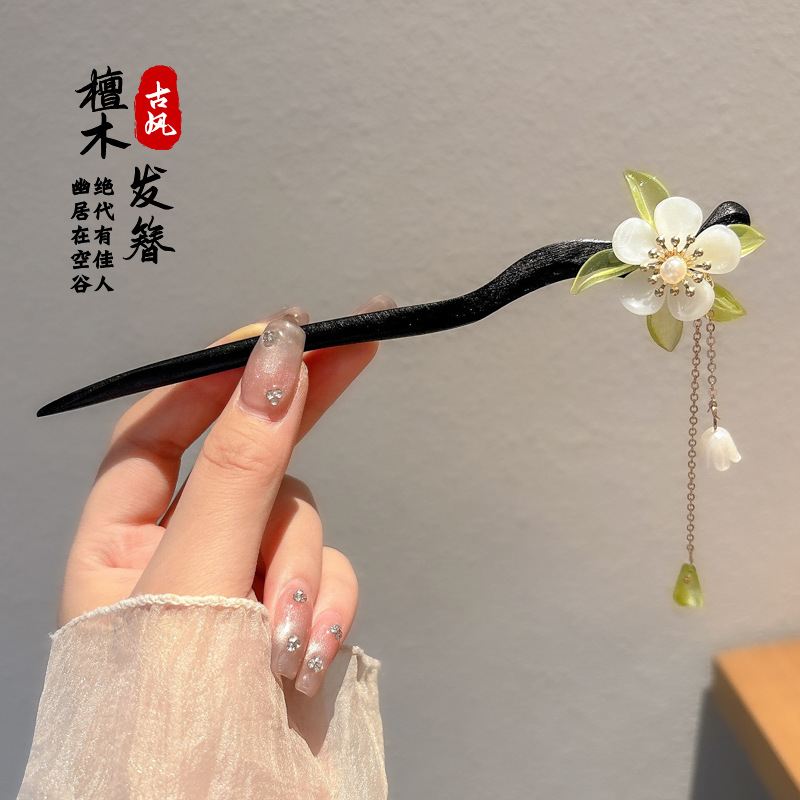 Pinzas de cabello de madera para mujeres nuevos pinzas de estilo chino de alto nivel diarios vestido de caballo de viaje antiguo sándalo bandeja de cabello pinzas de cabello tocado