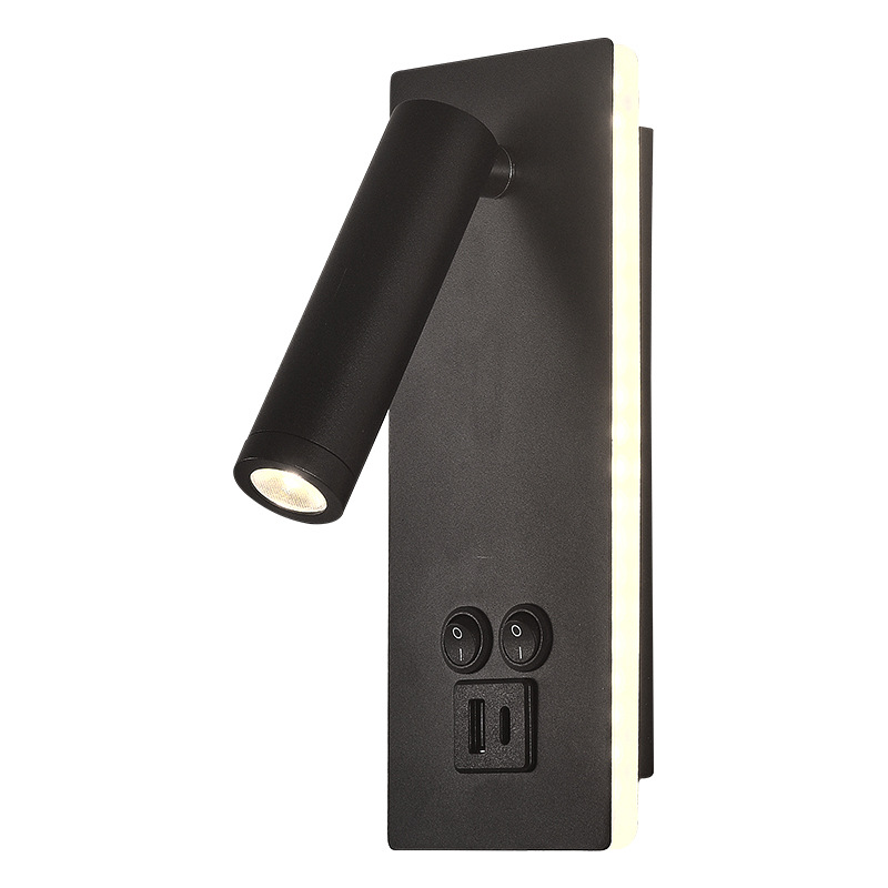 Nueva Lámpara de lectura de cabecera LED lámpara de pared creativa con USB habitación de hotel lámpara moderna minimalista dormitorio pequeña lámpara de lectura
