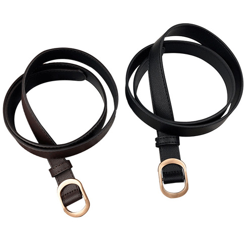 Leather Belt for Women, New Summer Style, No Holes, Black, Student-Friendly, Fashionable Korean Version, Instagram Style Coat Accessory