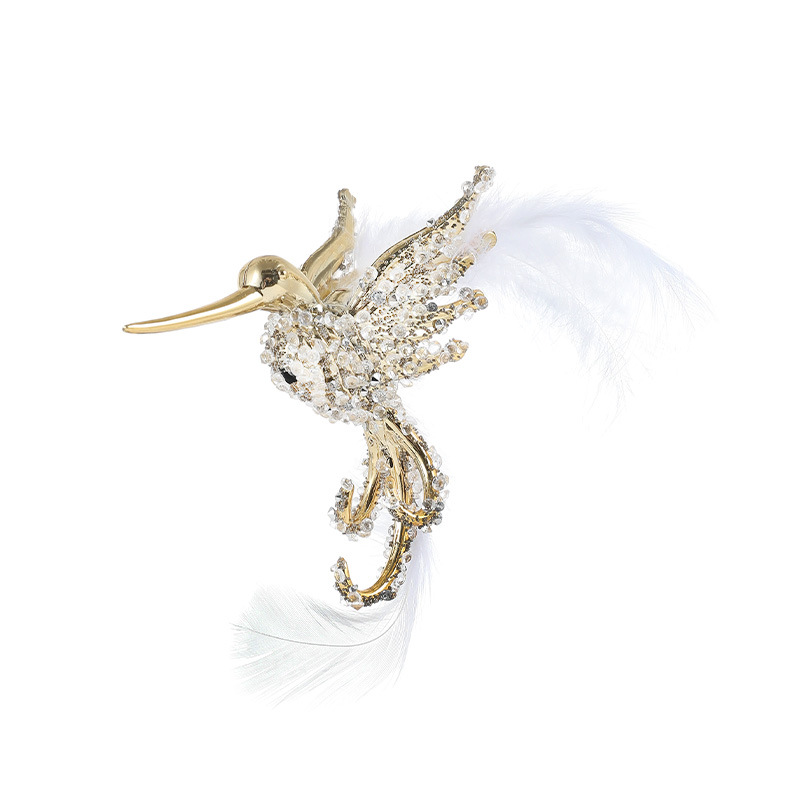 Nuevos colgantes de plumas de plástico colibríes polvo adhesivo brillante árbol de Navidad colgantes decoración colgante en stock
