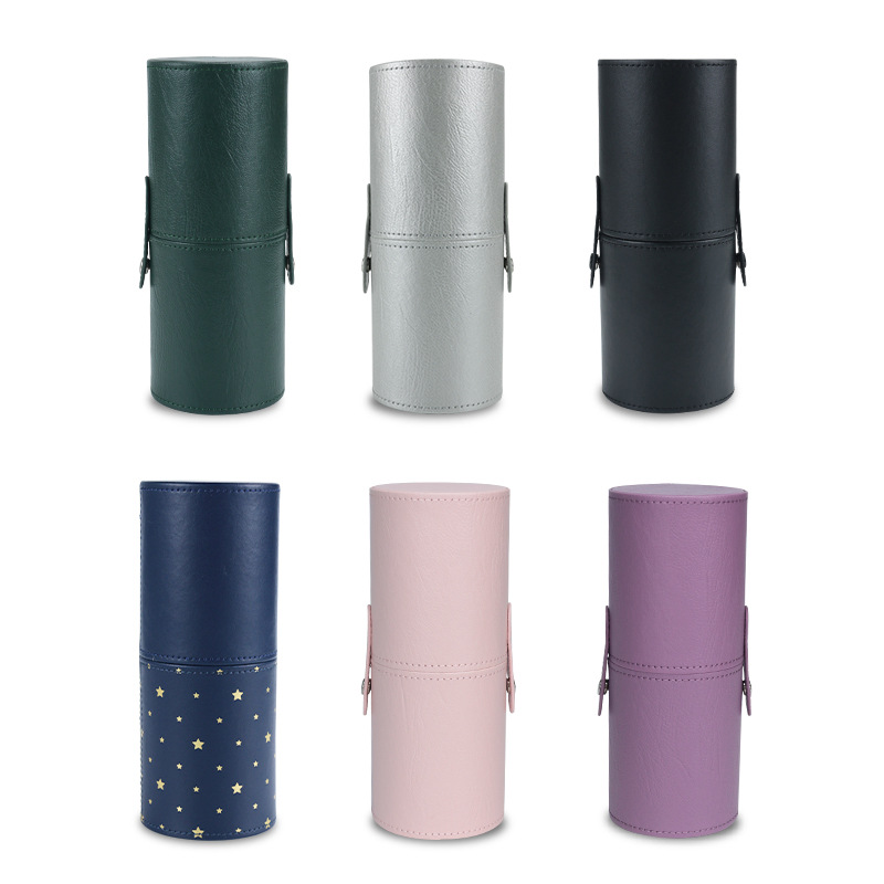 Customized cepillo de maquillaje barril de escritorio acabado a prueba de polvo almacenamiento caja de bolsillo de maquillaje con cubierta herramientas de maquillaje bolsa de maquillaje