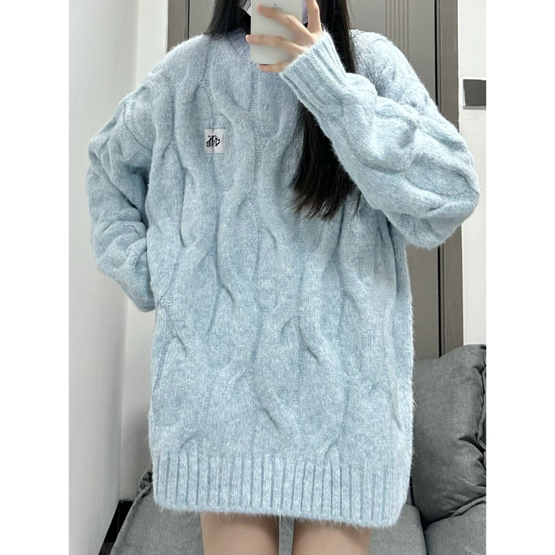 彩紗大麻の花のプルオーバーのセーターの女性のファッションはゆったりしています。|undefined