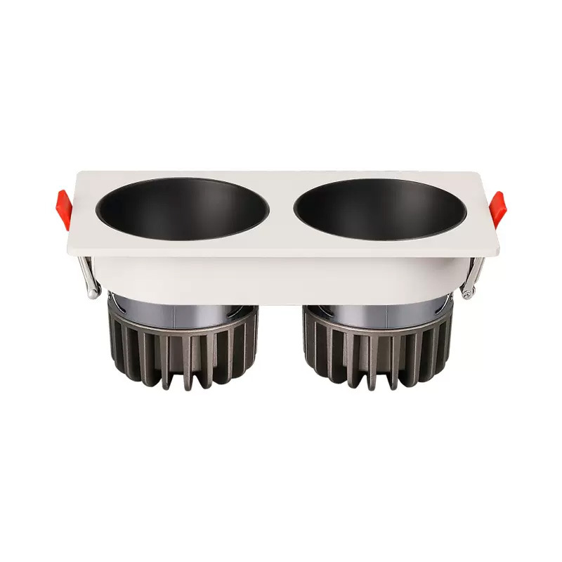 Spotlight pequeña colina de doble cabeza lámpara de rejilla empotrada antideslumbrante hogar comercial Full Spectrum COB lámpara de techo lámpara de cubo