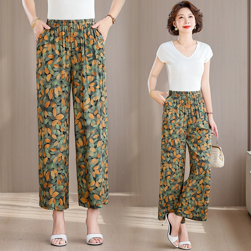 Прямая продажа с фабрики, новые легкие брюки в китайском стиле с национальным принтом, женские укороченные повседневные брюки в стиле ретро, ​​модные брюки с кондиционером