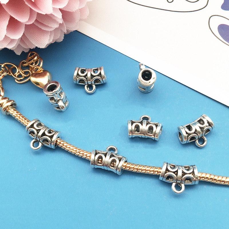 Fábrica al por mayor 1 4MM agujero grande de tres vías colgante cabeza hebilla hecha a mano Panjia DIY pulsera de plata accesorios de la joyería