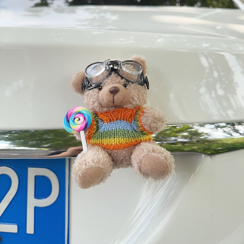 Colgante de cola de automóvil lindo peluche oso muñeca muñeca baúl de automóvil decoración de decoración de motocicleta eléctrica