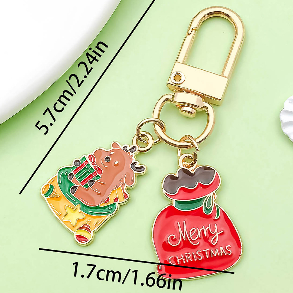 Llavero de Navidad lindo árbol de Navidad de dibujos animados anciano campana copo de nieve colgante de aleación colgante pequeño regalo europeo y americano