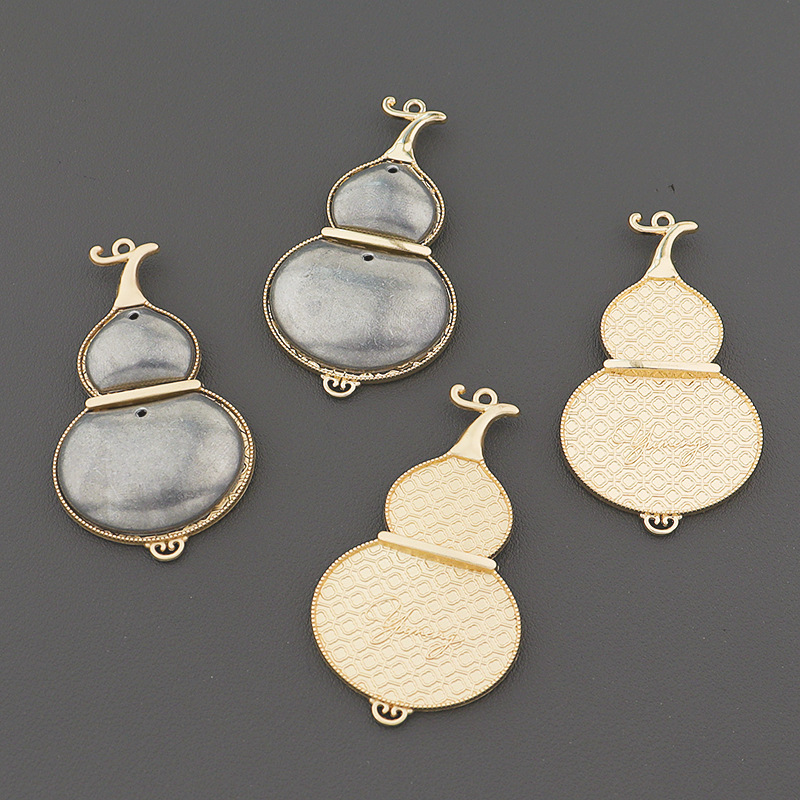 song dynasty brocade creative alloy gourd ornaments double-sided design with lid hand inlaid base support ornament accessories in stock wholesale