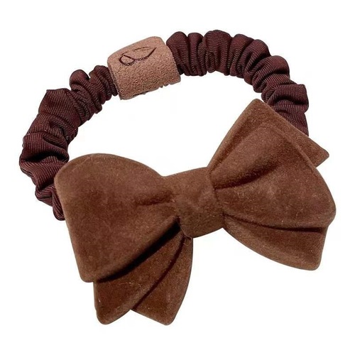 Korean autumn and winter coffee-colored bow headdress plush hair circle head rope winter rubber band female hair tie Internet celebrity ins hair rope