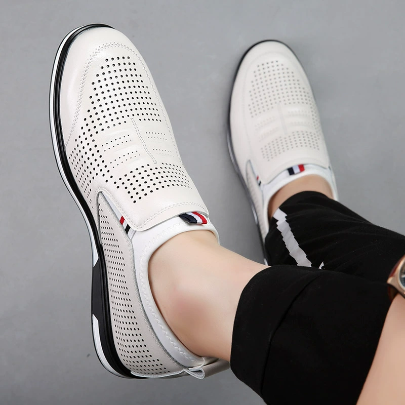 2021 новый летний мужской полый невидимый внутренний рост сандалии обувь мужской белый дышащий бизнес повседневный пещерный обувь