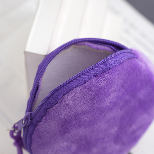 Candy Color Furry Round Zero Wallet Keychain Cute Wallet Women's ID Card Bag Simple Coin Bag Wholesale 