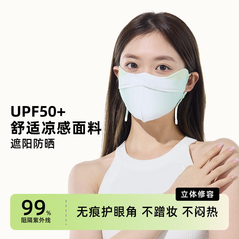 Blush Gradient Sun Mask Women's Summer Ice Silk Eye Protection Corner Face Gini Sun Mask UV Protection Riding Face Mask