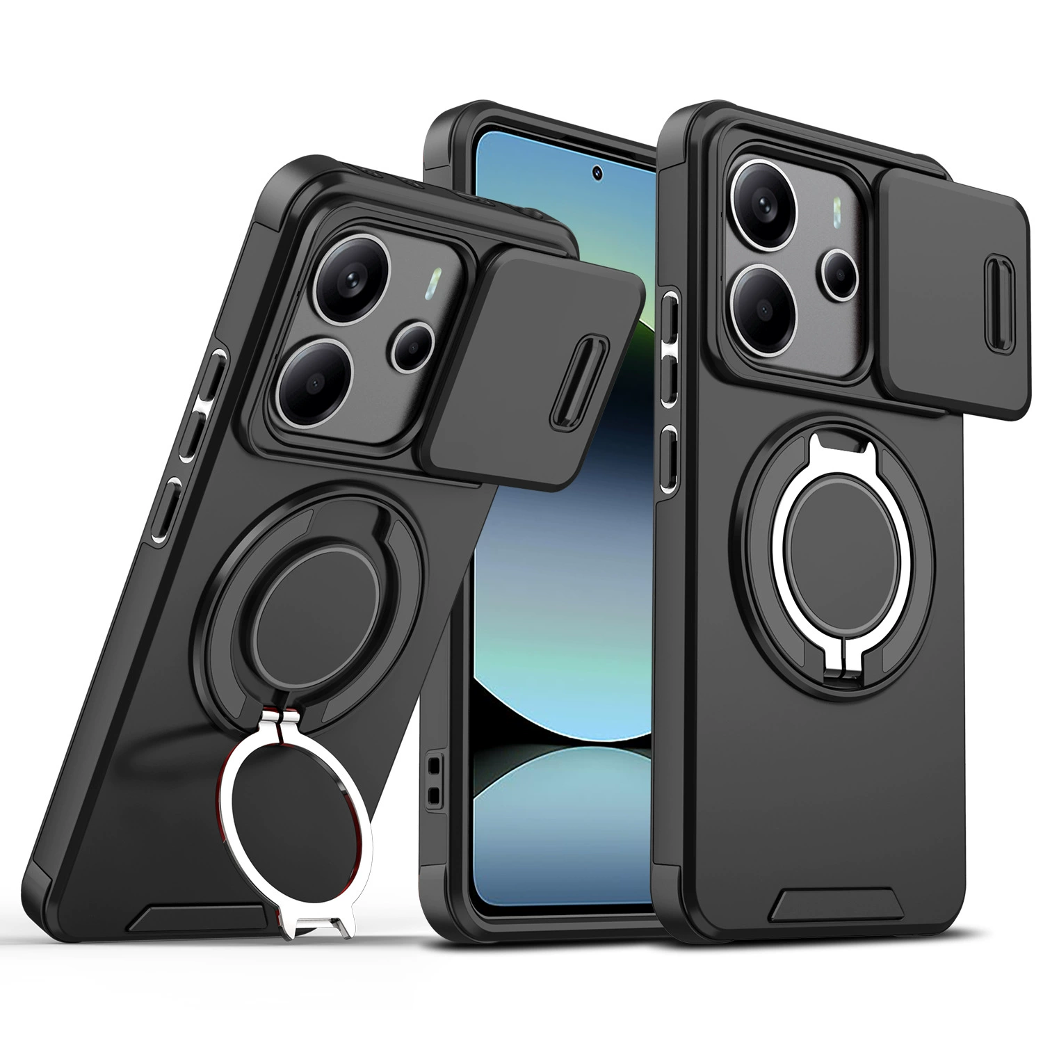 Подходит для Redmi Note14pro вращающаяся магнитная подставка держатель телефона note13 линза кнопка окно K70 защитный чехол A4