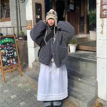 东大门冬装新款韩版学院风爱心点点加厚羊羔毛加棉保暖棉衣外套女