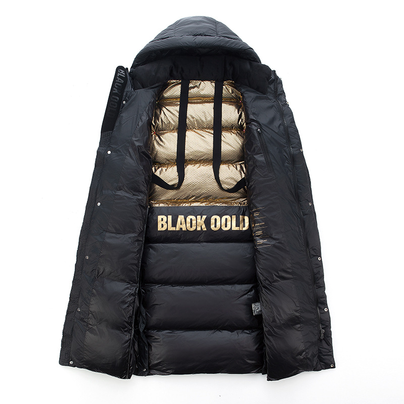 Herrkläder Svart och guld Rock jacka herr lång kappa vinter förtjockade arbetskläder utanför säsongen äkta märke luva varm_voghion.com