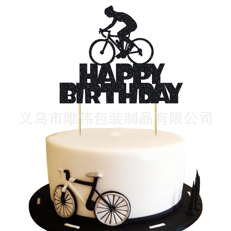 Hot Sale Bicycle Happy Birthday Cake Card Riding Sports Theme Birthday Party Cake Decoration Plug-in Hot Sale Bicycle Happy Birthday Cake Card Riding Sports Theme Birthday Party Cake Decoration Plug-in