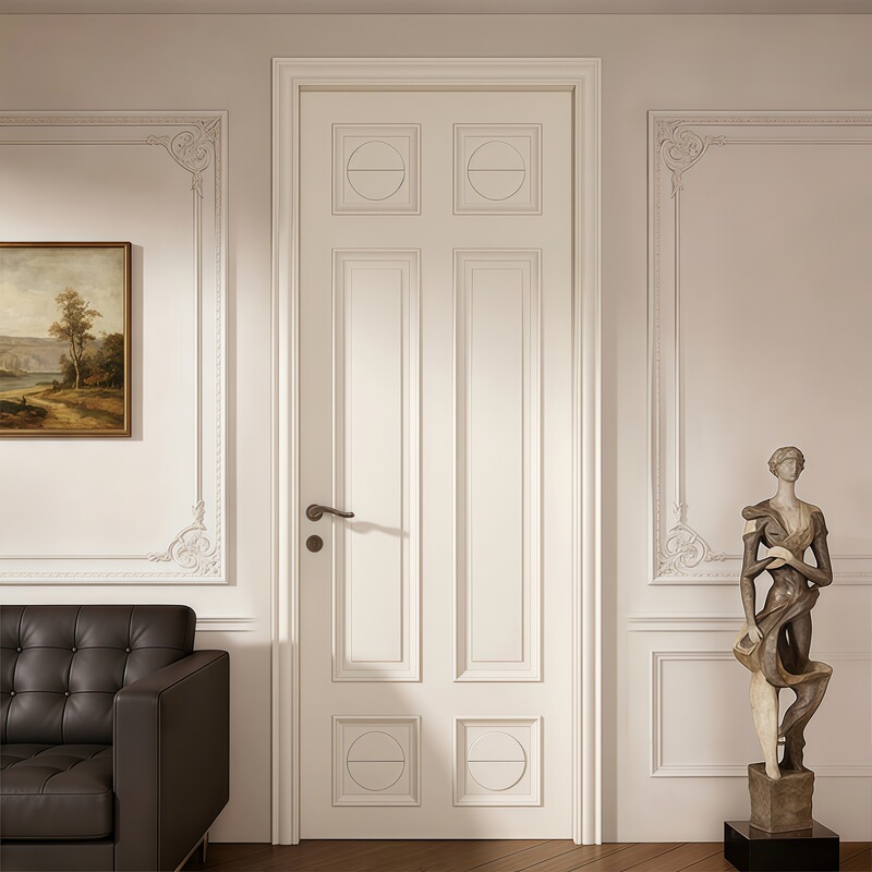 Cross-Border Painted Doors, Bedroom Doors, Complete Set of Silent Doors, Solid Wood Composite Interior Doors, White French-Style Trim, Foreign Trade Wholesale