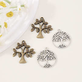 复古生命之树diy饰品配件项链手饰电镀保色发财树隔珠挂坠材料