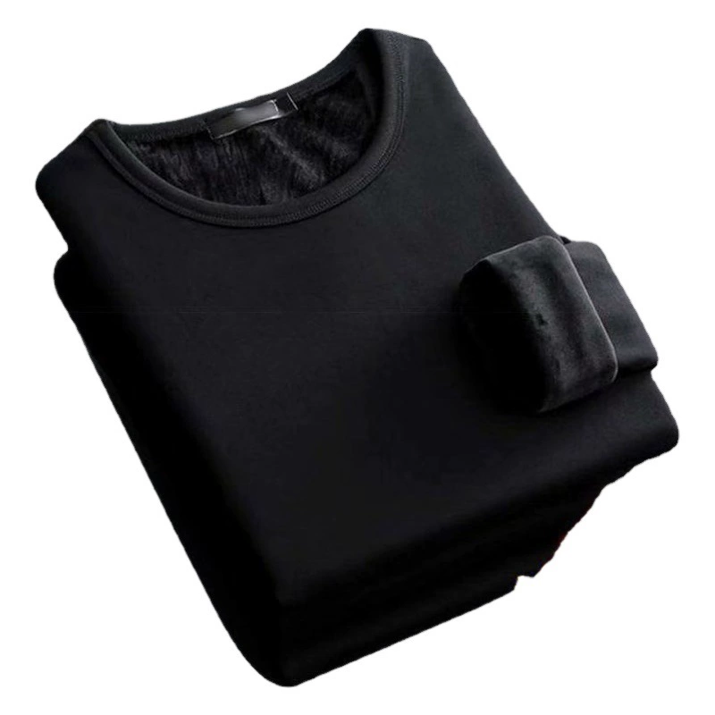 Зимнее утолщенное термобелье на флисовой подкладке, Мужская осенняя одежда, молодежная одежда, цельный топ больших размеров, Базовая рубашка для внешней торговли