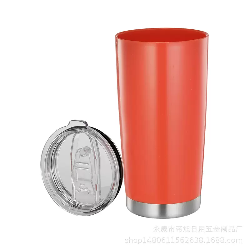 亚马逊随身车载咖啡多色单层户外吸管杯个性创意塑料杯20oz汽车杯