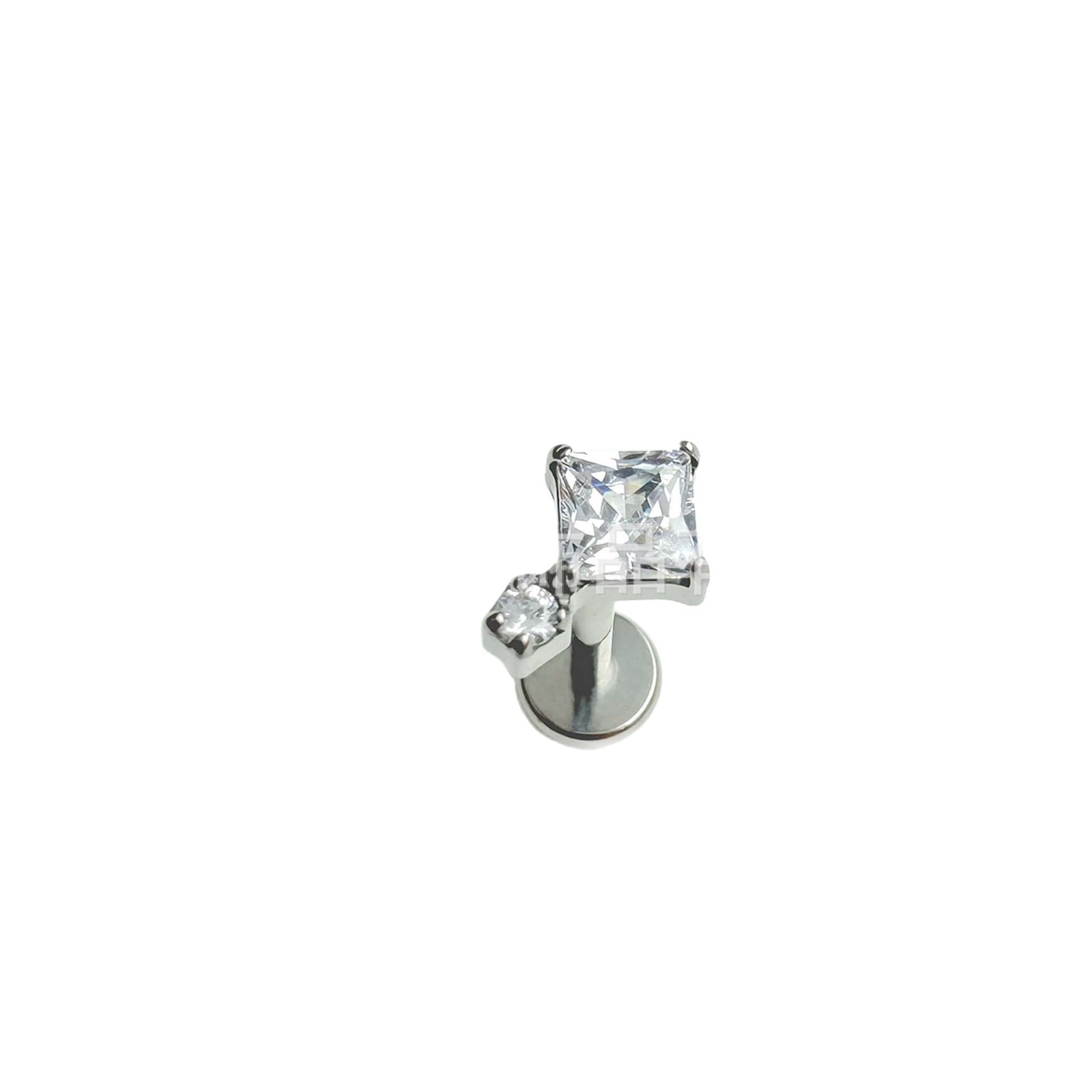 F136 Titanium 方 Cubic Zirconia Ear Stud Labret Stud Helix Cartilage Stud G23 Implant Grade Titanium 内牙 Piercing Jewelry 厂家