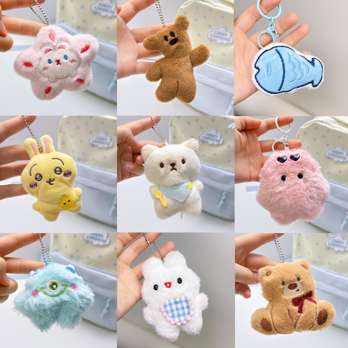 Cartoon Small Gifts Squeaky Doll Wholesale Street Stall Plush Doll Bag Pendant Keychain Pendant Small Doll