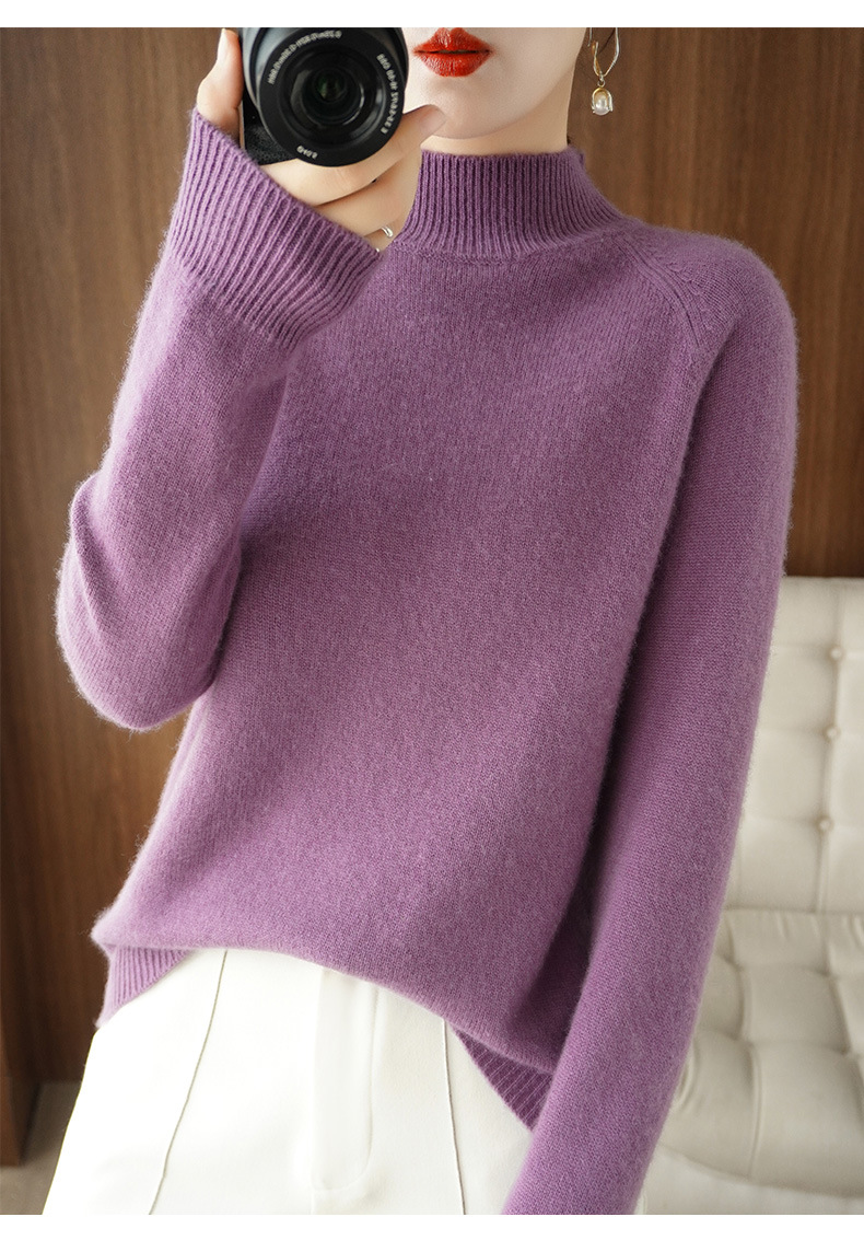 Wholesale of 2022 new semi-high neck pullover long-sleeved knitted sweater for women, a slimming Korean-style base layer pic 49