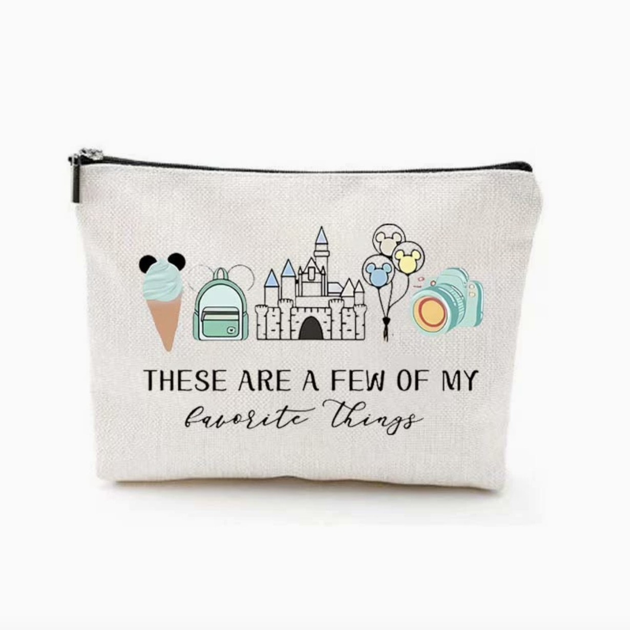 Transfronterizos Amazon Mickey Mouse lino impresión doble cara bolsa de maquillaje bolsa de almacenamiento bolsa multifuncional de cremallera