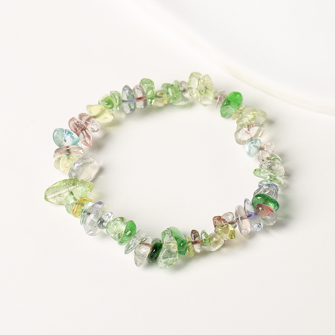 Pulsera de anillo único de piedra de cuartil natural irregular pulsera de cuerda elástica de piedra original estilo fresco simple y versátil