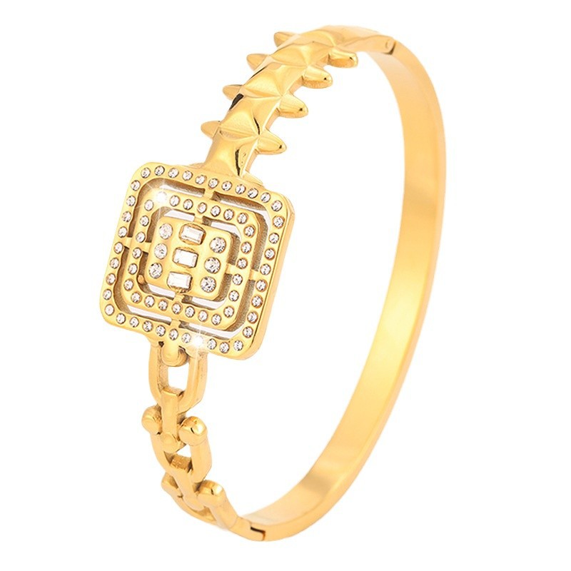 Pulsera Cuadrada Calada con Diamantes de Acero de Titanio, Resistente a la Desteñidura, para Parejas image 5